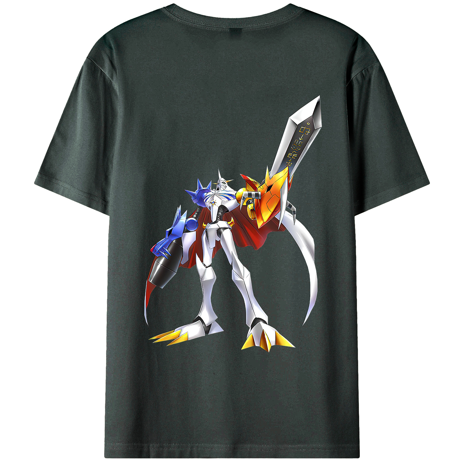 （画像用） Digimon デジタルモンスター/デジモン 綿100％ メンズ半袖Tシャツ（バックプリント） 通気性